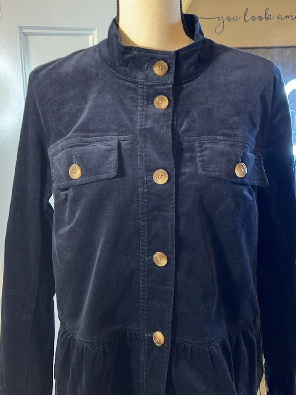J. Jill Navy Button-Front Utility Jacket